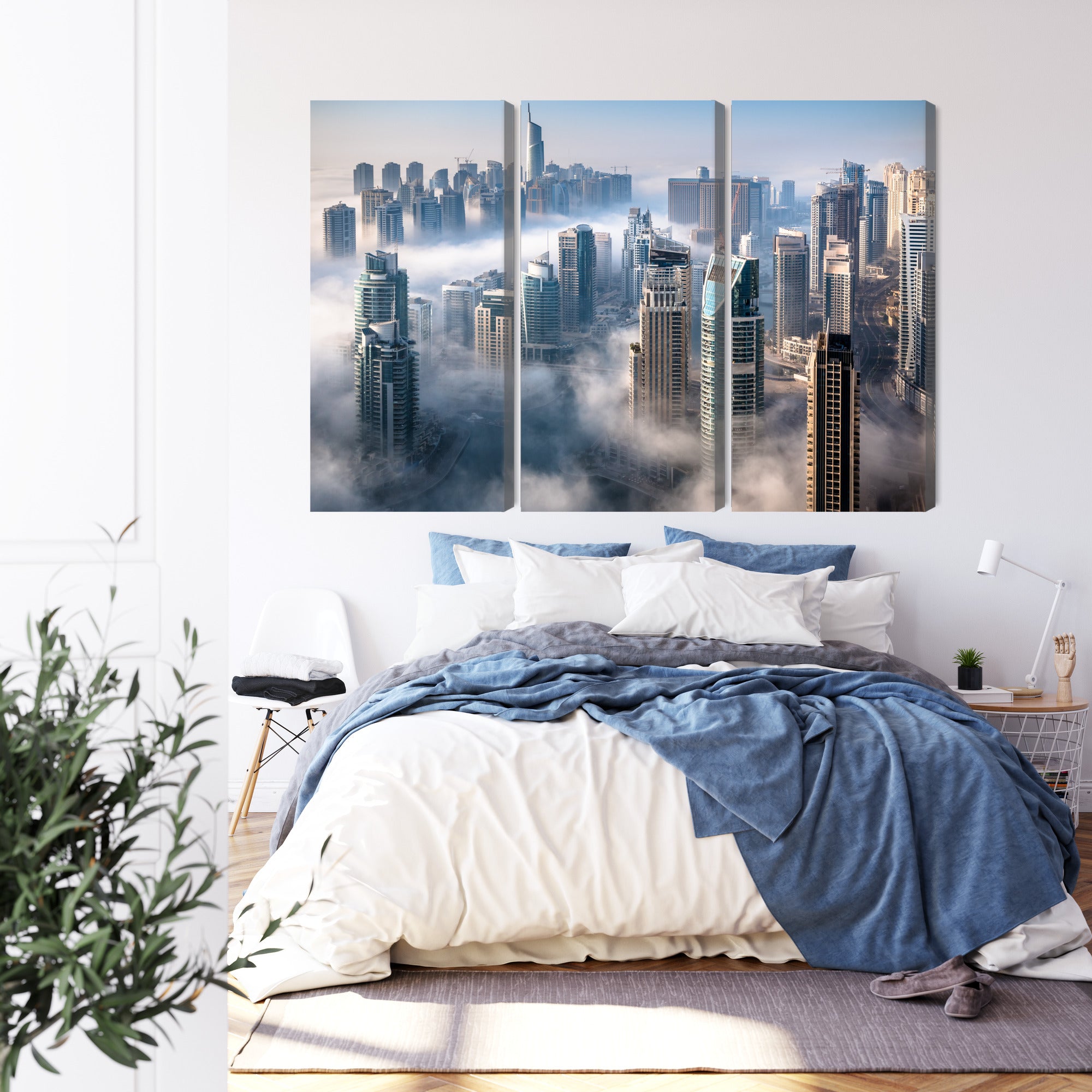 Obraz Wieloczęściowy Panorama Miasta Dubaj We Mgle