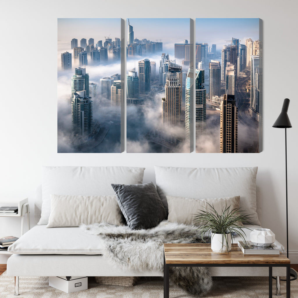 Obraz Wieloczęściowy Panorama Miasta Dubaj We Mgle
