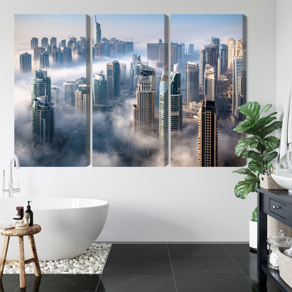 Obraz Wieloczęściowy Panorama Miasta Dubaj We Mgle