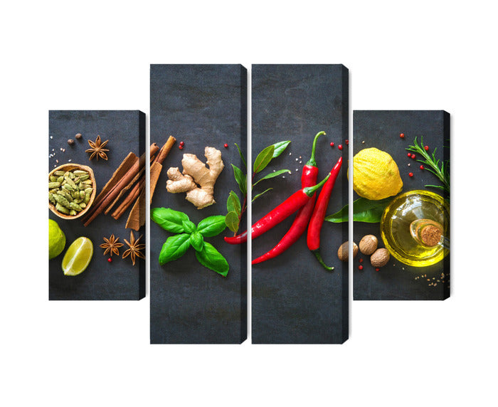 Obraz Wieloczęściowy Świeże Aromatyczne Przyprawy