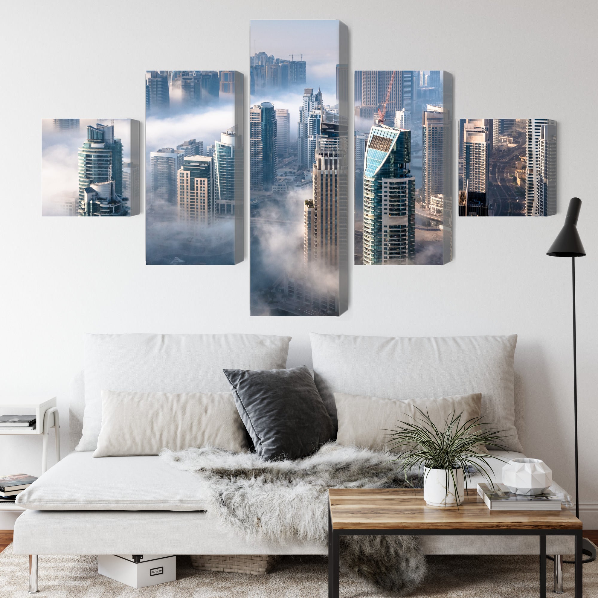 Obraz Wieloczęściowy Panorama Miasta Dubaj We Mgle