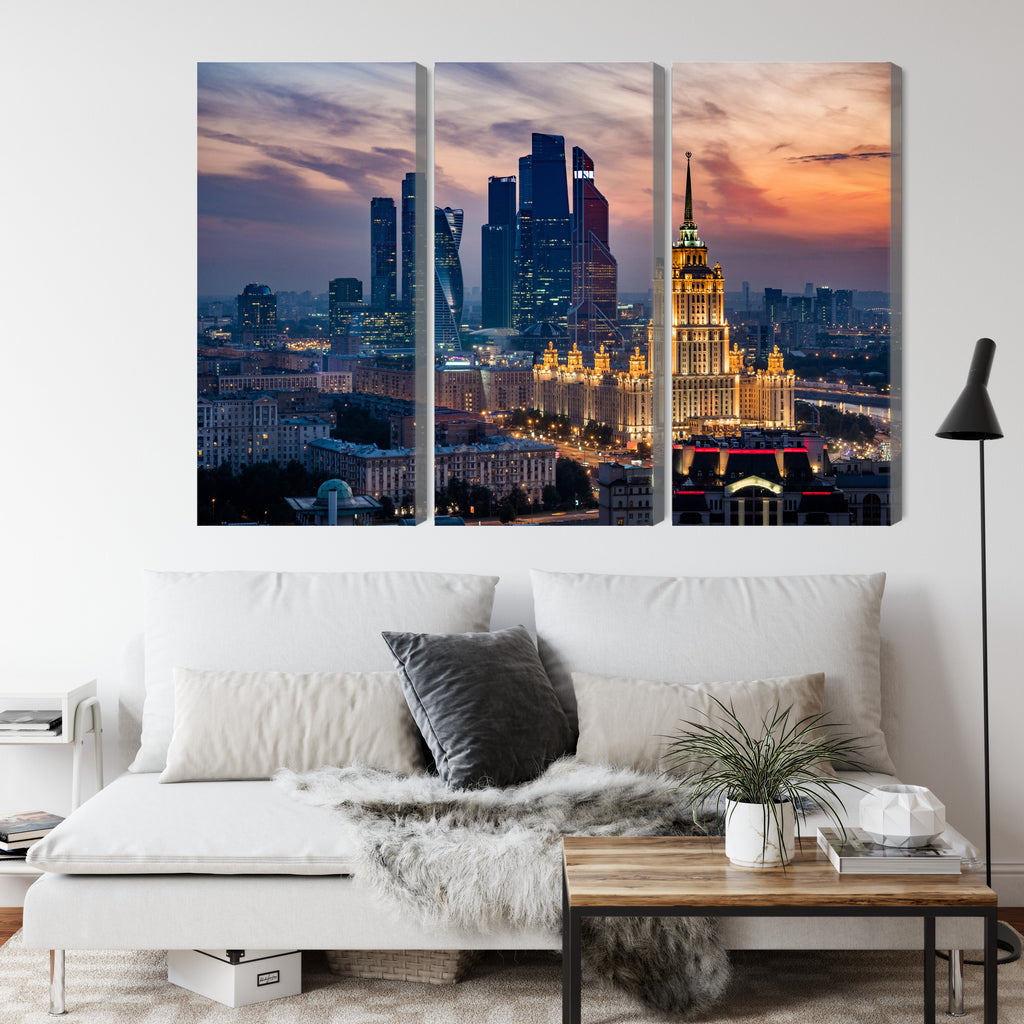Obraz Wieloczęściowy Widok Z Lotu Ptaka Na Panoramę Moskwy