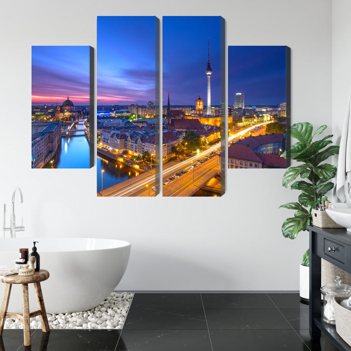 Obraz Wieloczęściowy Panorama Berlina O Zachodzie Słońca