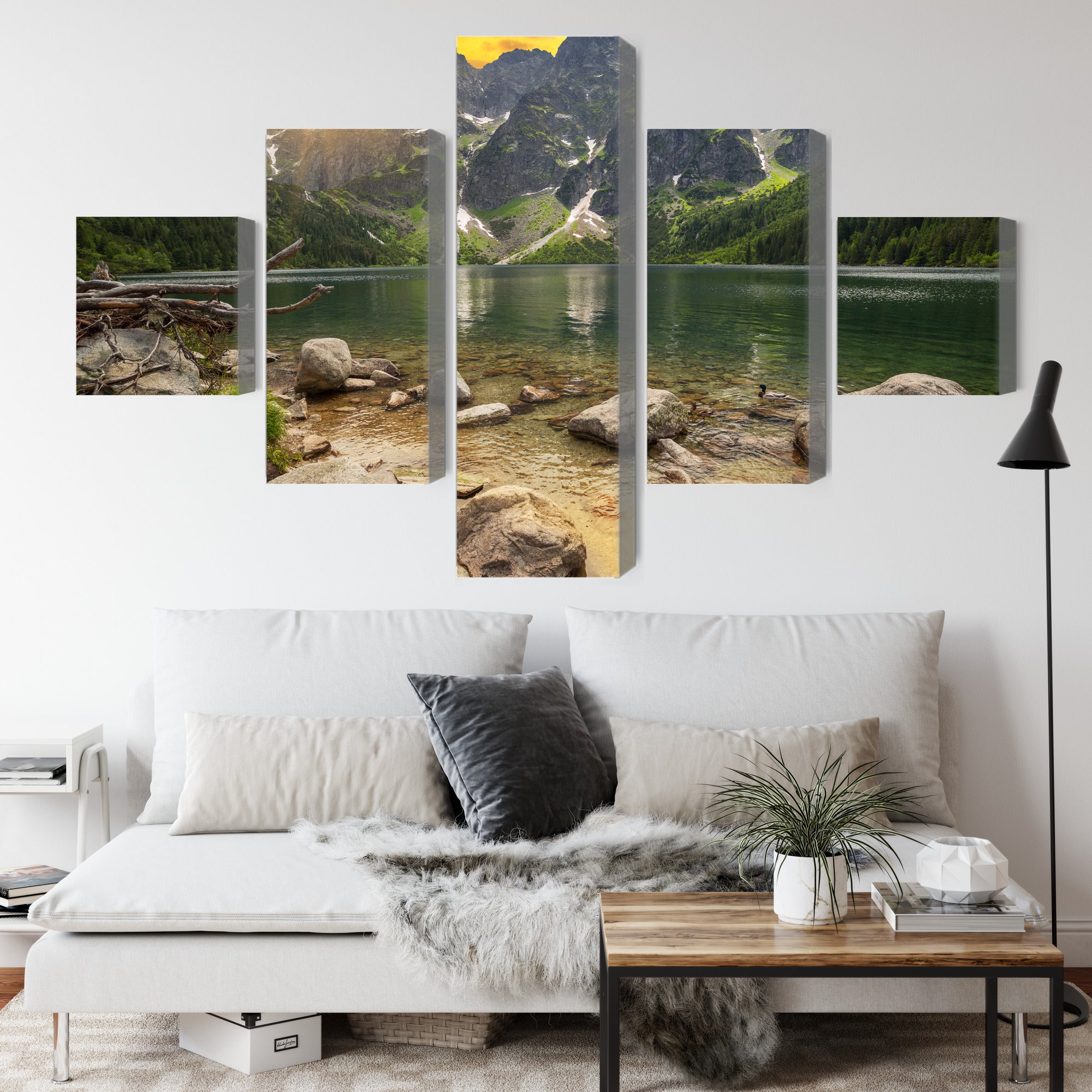 Obraz Wieloczęściowy Morskie Oko W Tatrach O Zachodzie Słońca 3D