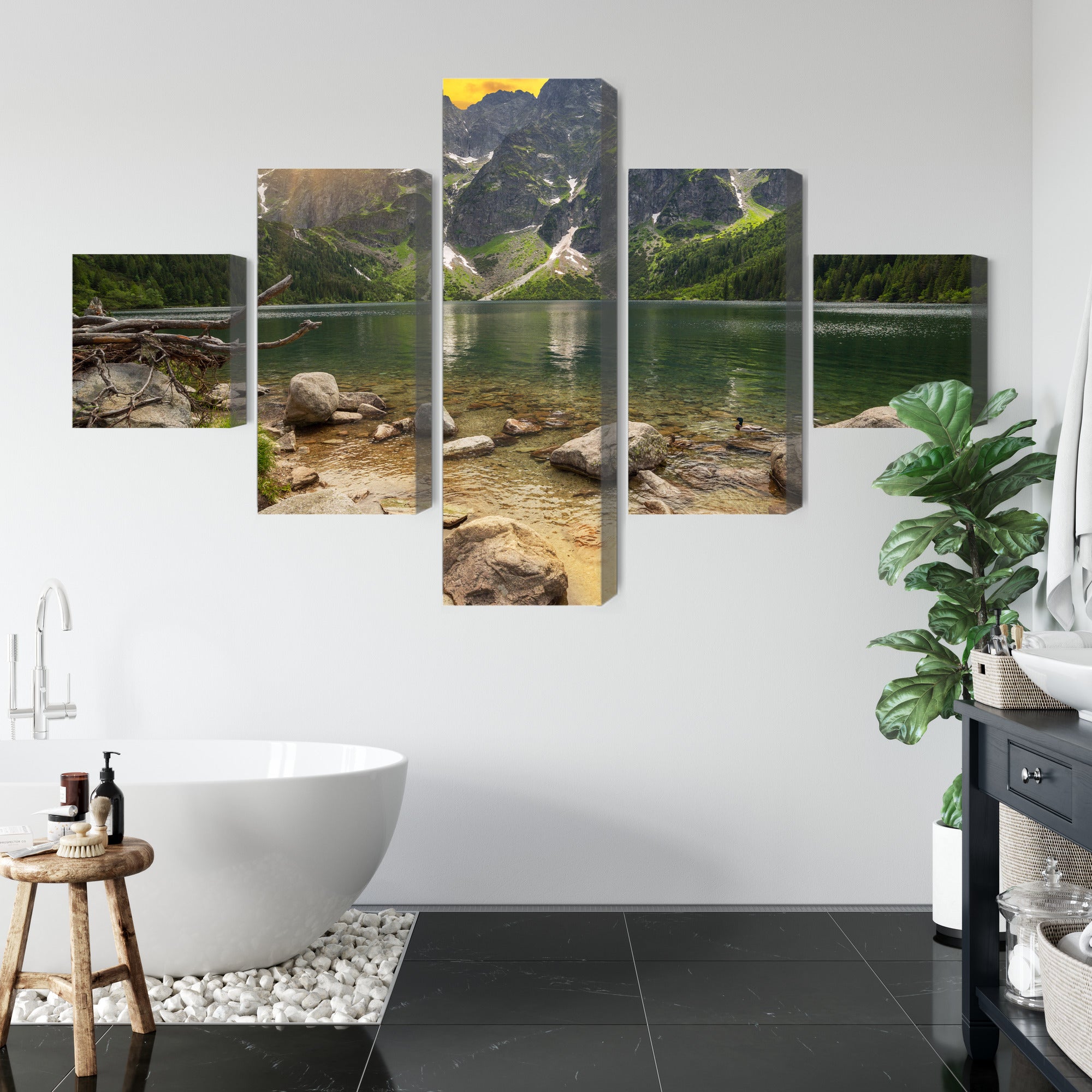 Obraz Wieloczęściowy Morskie Oko W Tatrach O Zachodzie Słońca 3D