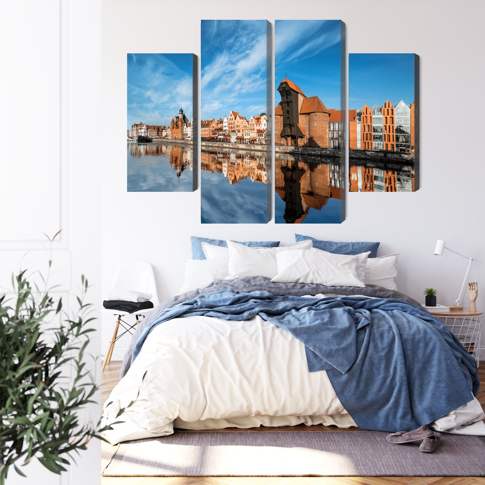 Obraz Wieloczęściowy Panorama Gdańska Z Widokiem Na Rzekę