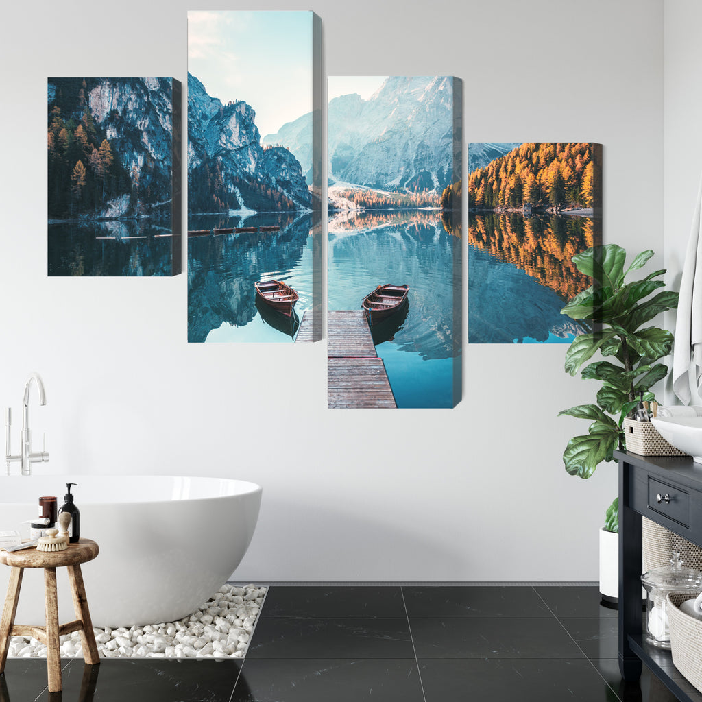 Obraz Wieloczęściowy Jezioro Braies We Włoskich Dolomitach 3D