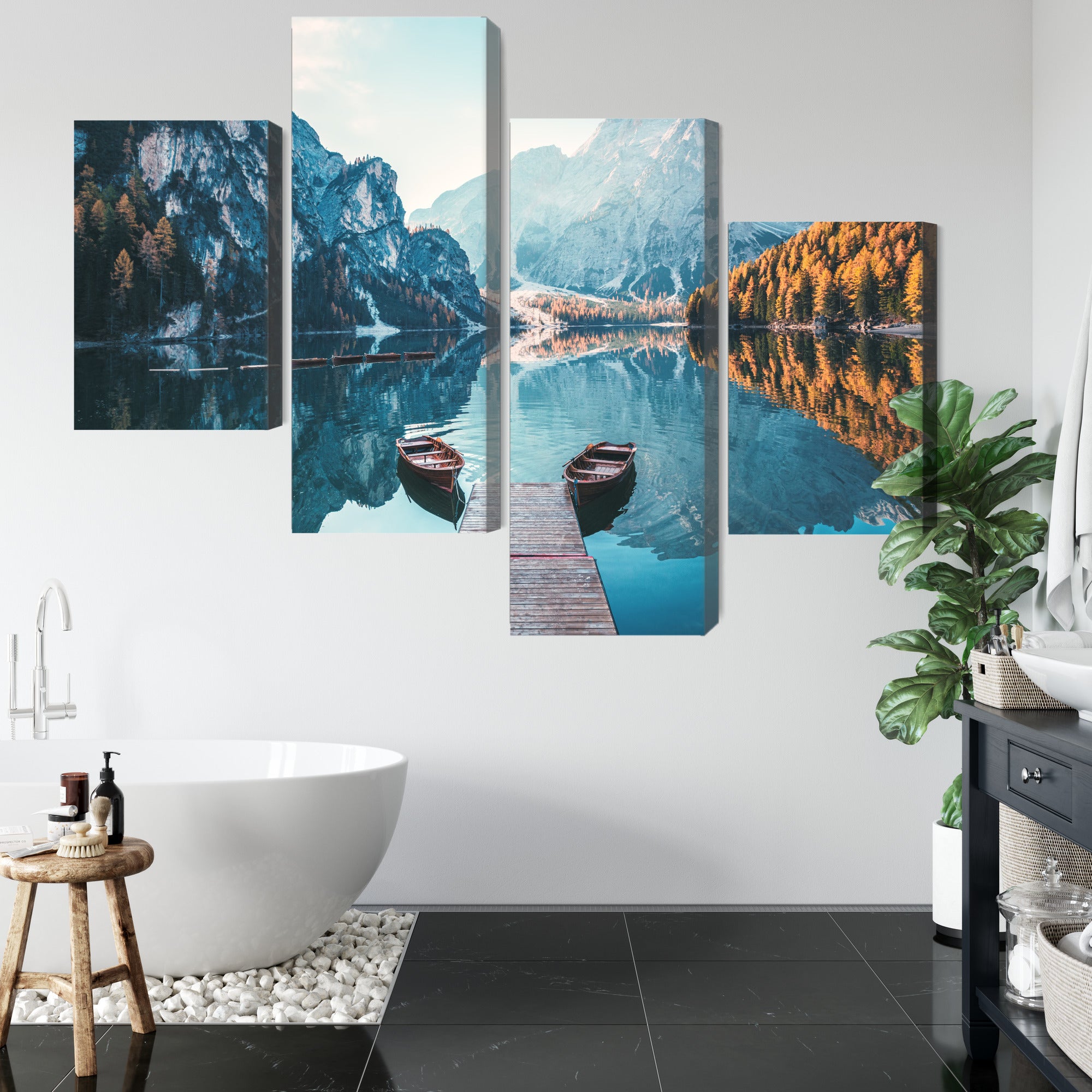 Obraz Wieloczęściowy Jezioro Braies We Włoskich Dolomitach 3D