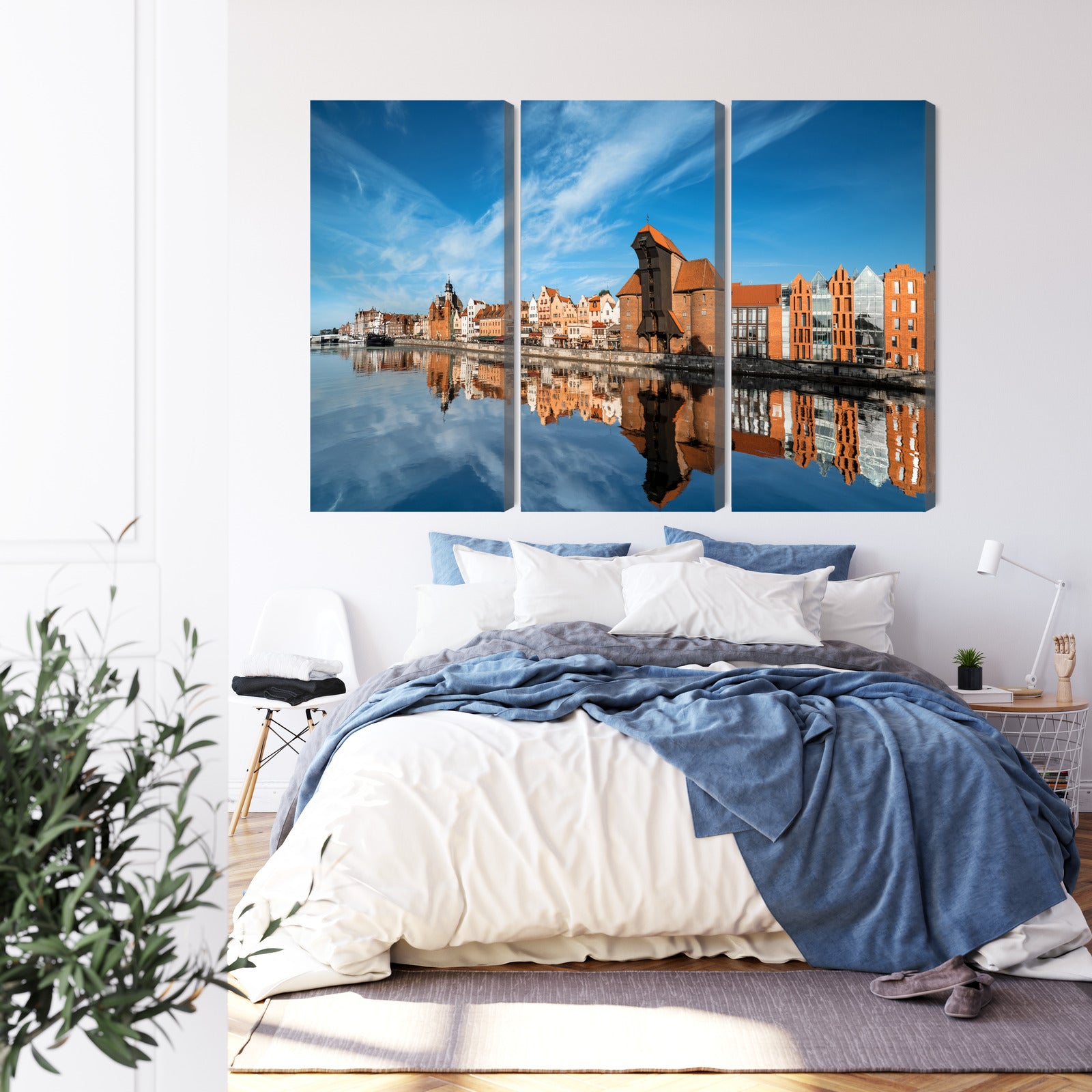 Obraz Wieloczęściowy Panorama Gdańska Z Widokiem Na Rzekę