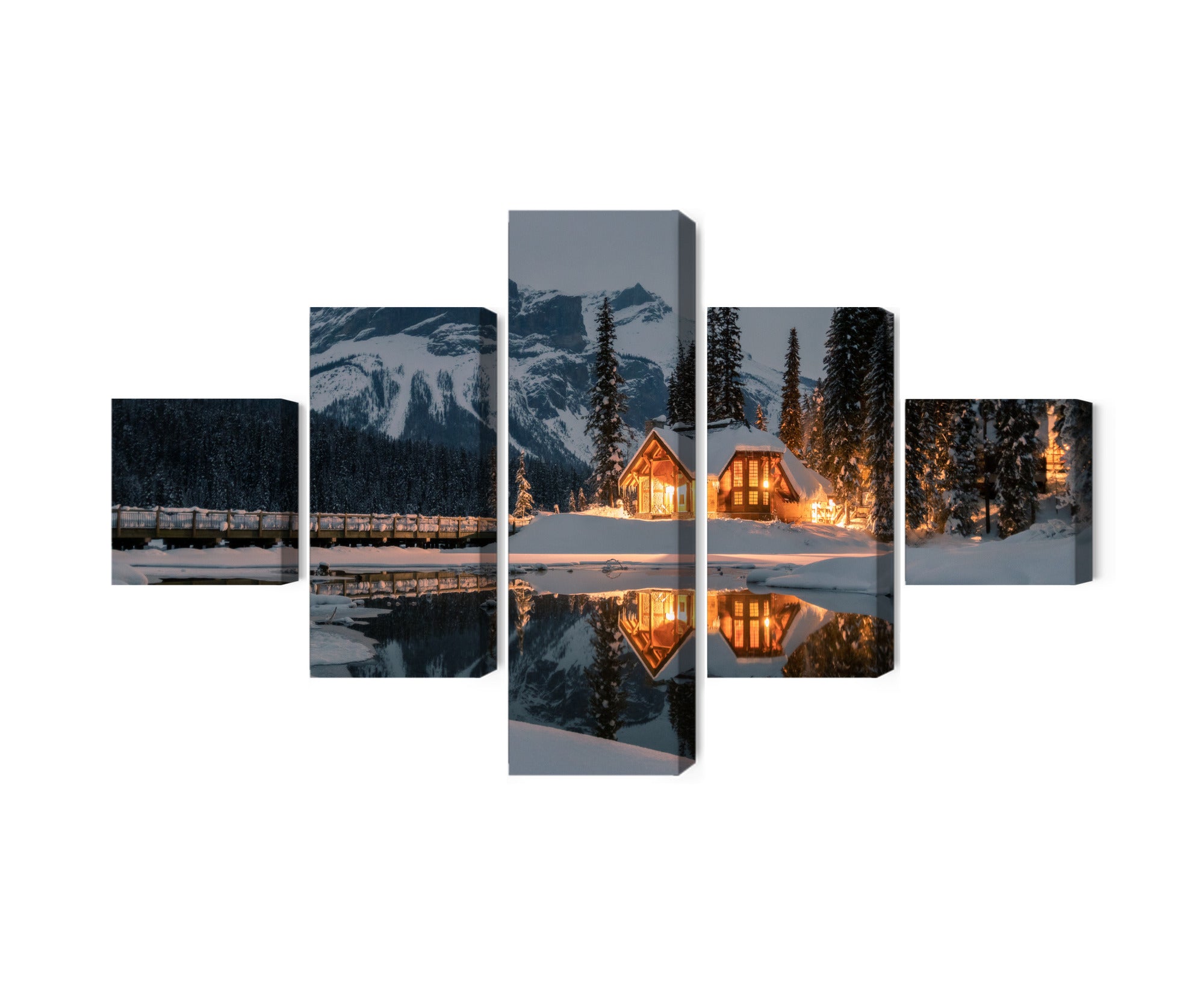 Obraz Wieloczęściowy Emerald Lake W Kanadzie Zimą