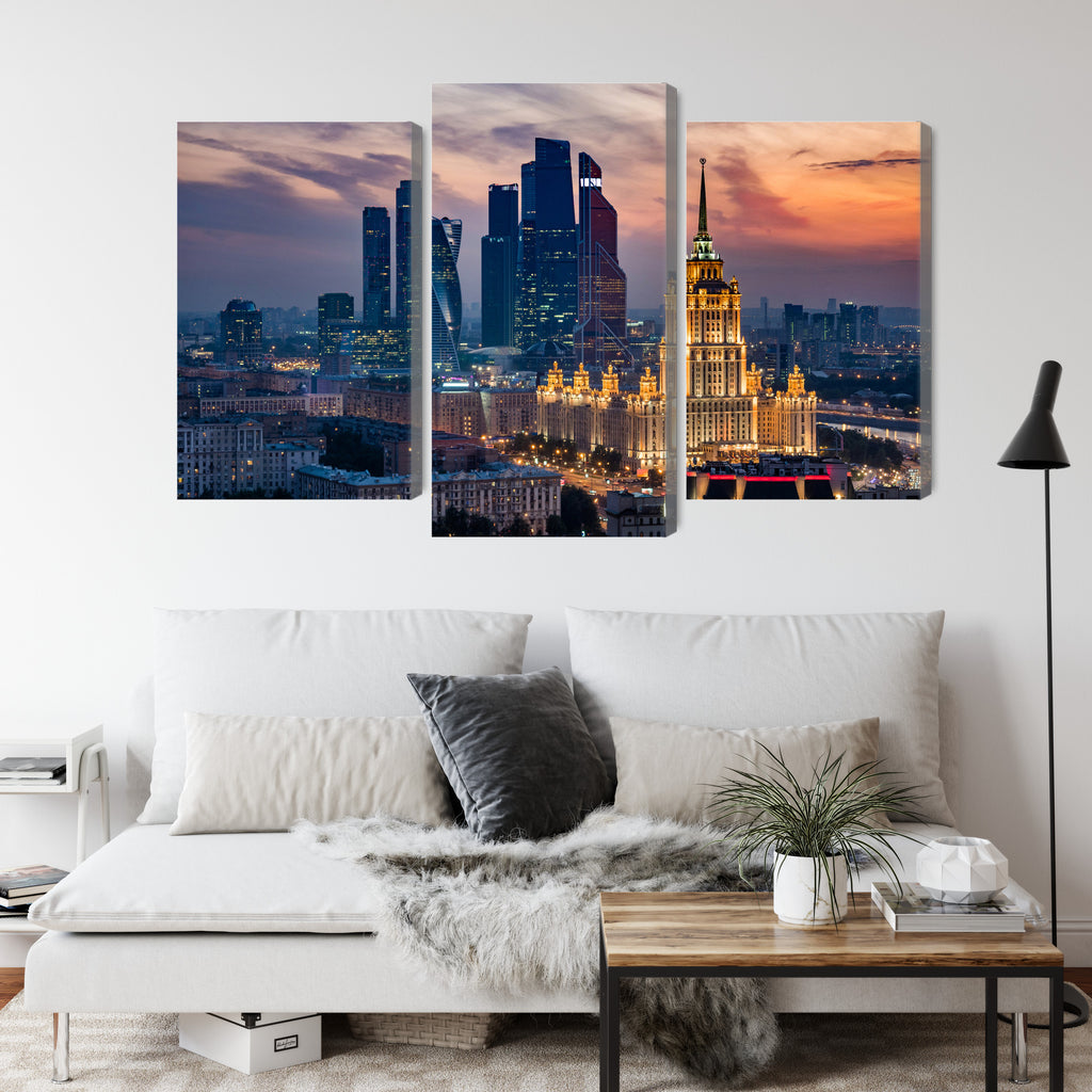 Obraz Wieloczęściowy Widok Z Lotu Ptaka Na Panoramę Moskwy