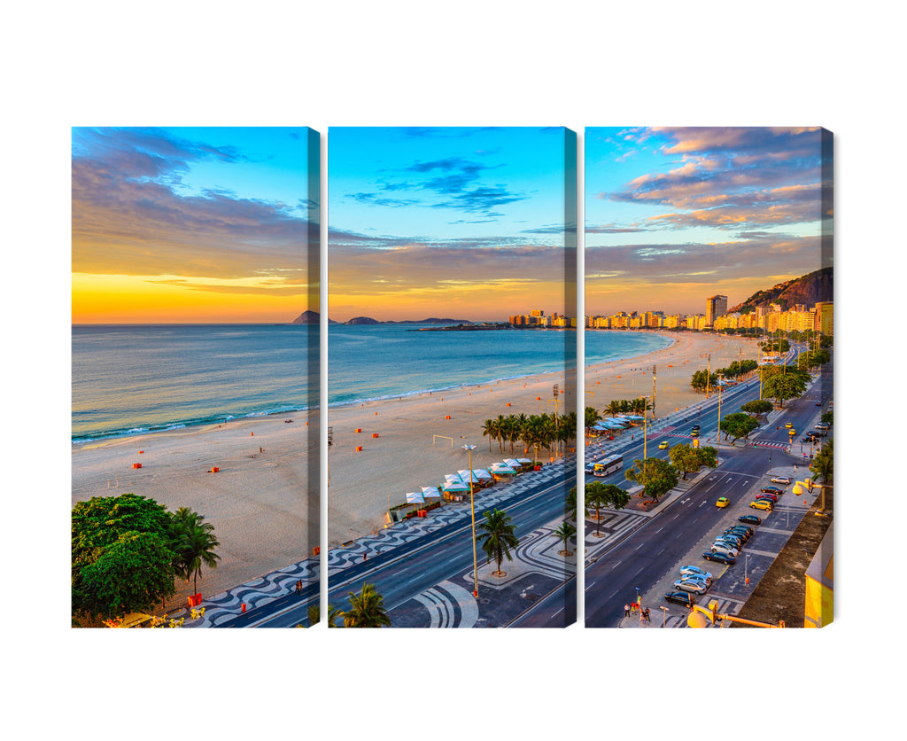 Obraz Wieloczęściowy Widok Na Wschód Słońca Plaży Copacabana I Avenida