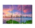 Obraz Wieloczęściowy Panorama Miami Podczas Zachodu Słońca