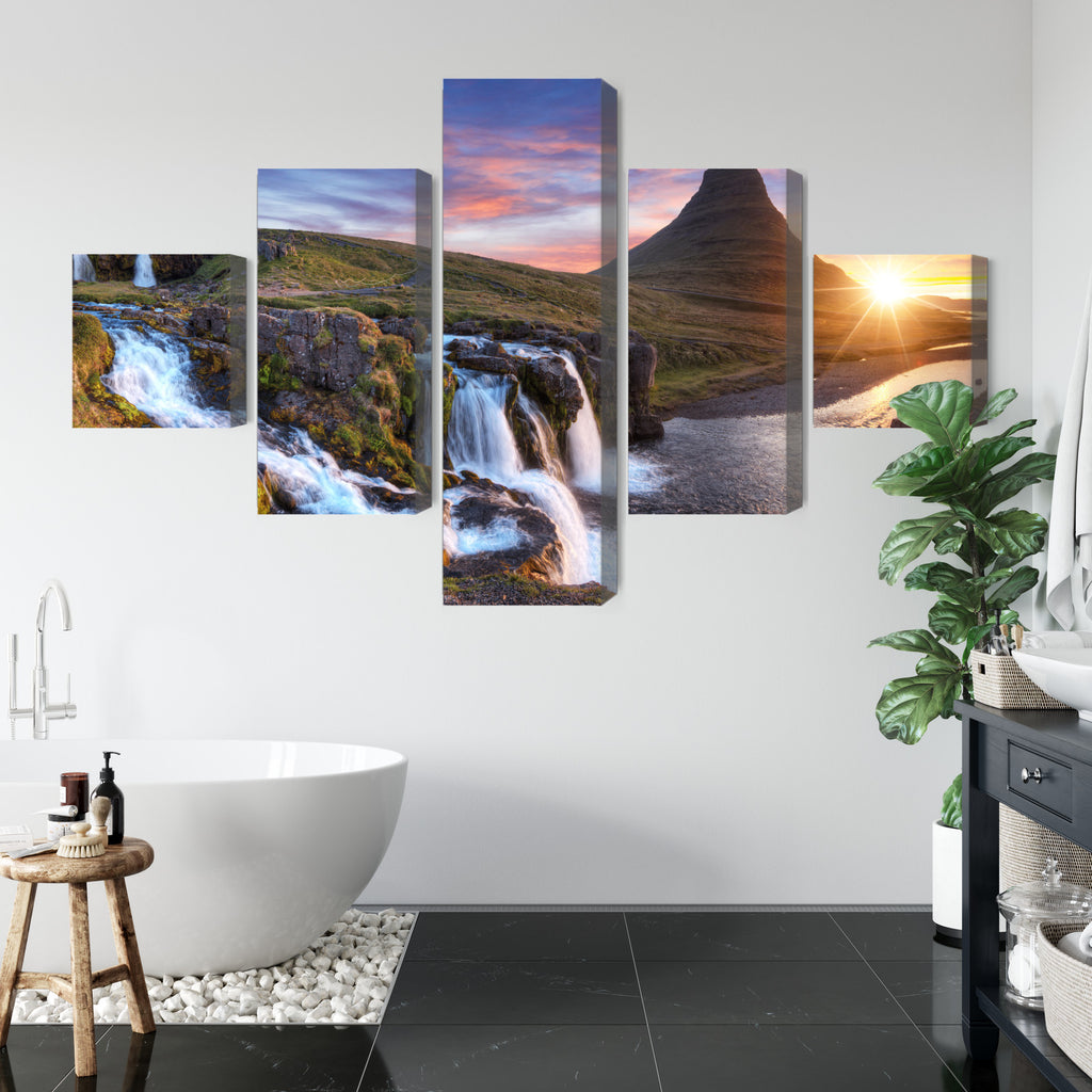 Obraz Wieloczęściowy Góra Kirkjufell Z Wodospadami