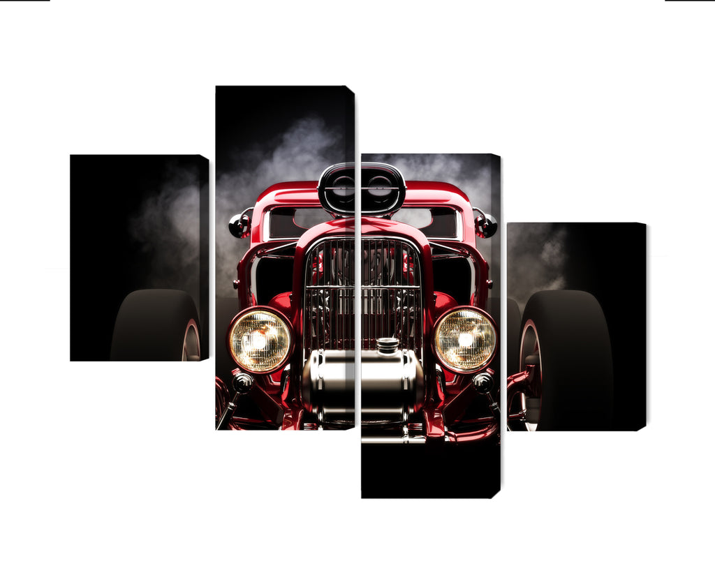 Obraz Wieloczęściowy Samochód Hot Rod Na Tle Dymu