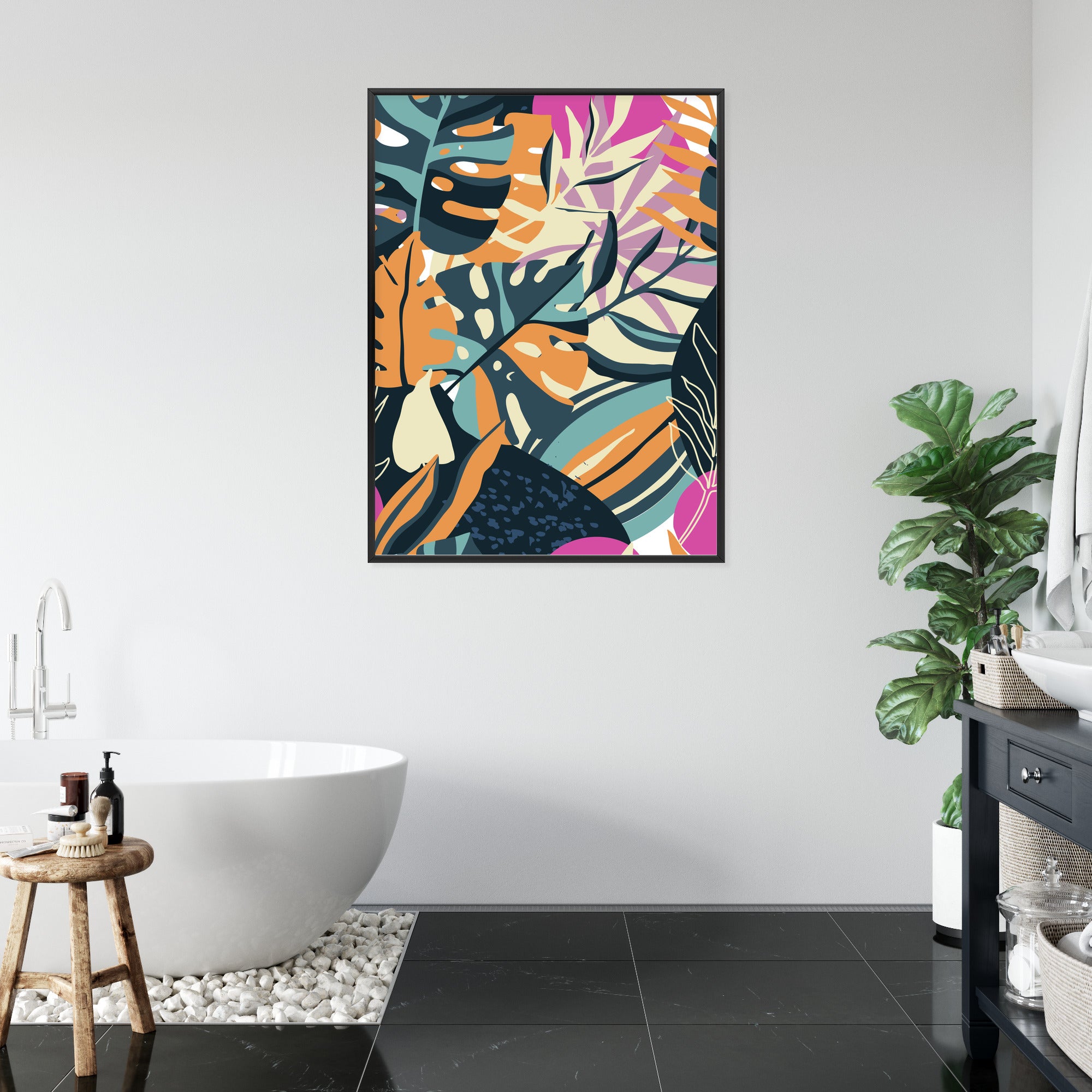 Plakat Wielokolorowe Rama Aluminiowa Kolor Czarny