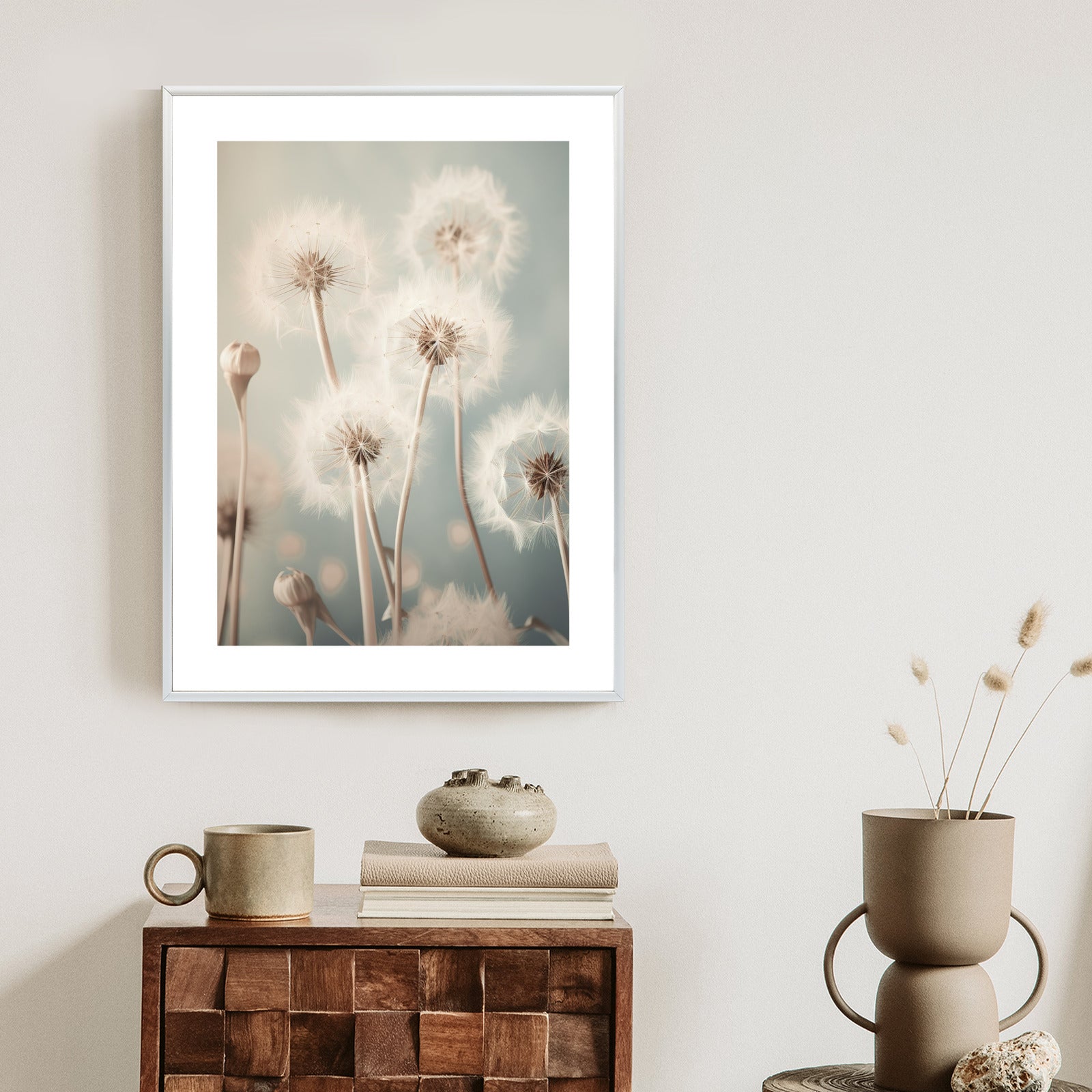 Plakat Delikatne Mniszki Na Pastelowym Tle Rama Aluminiowa Kolor Czarny