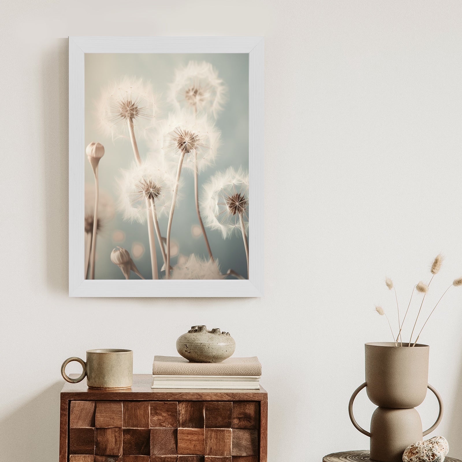 Plakat Delikatne Mniszki Na Pastelowym Tle Rama Aluminiowa Kolor Czarny