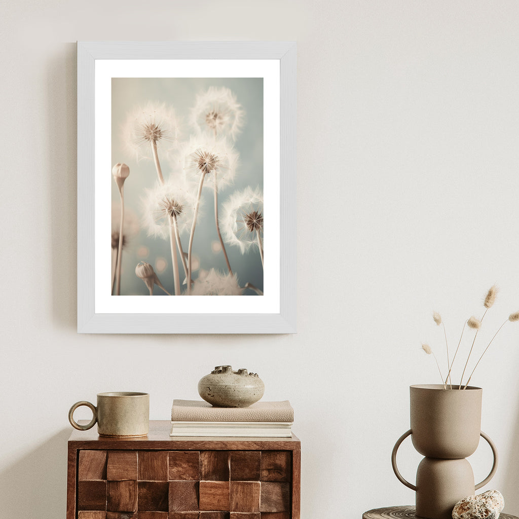 Plakat Delikatne Mniszki Na Pastelowym Tle Rama Aluminiowa Kolor Czarny