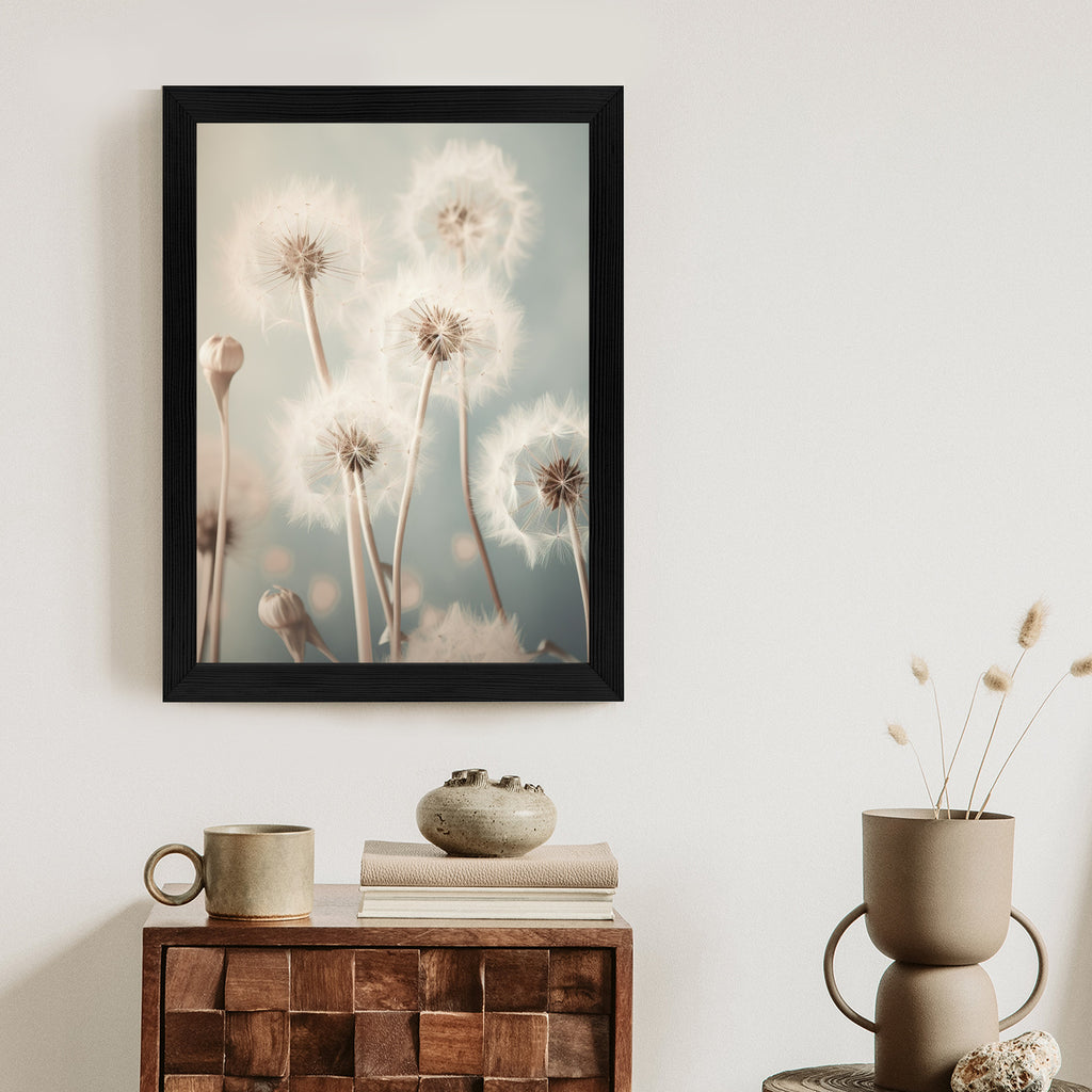 Plakat Delikatne Mniszki Na Pastelowym Tle Rama Aluminiowa Kolor Czarny