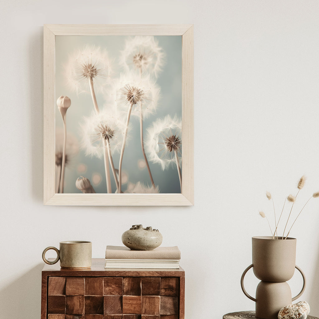 Plakat Delikatne Mniszki Na Pastelowym Tle Rama Aluminiowa Kolor Czarny