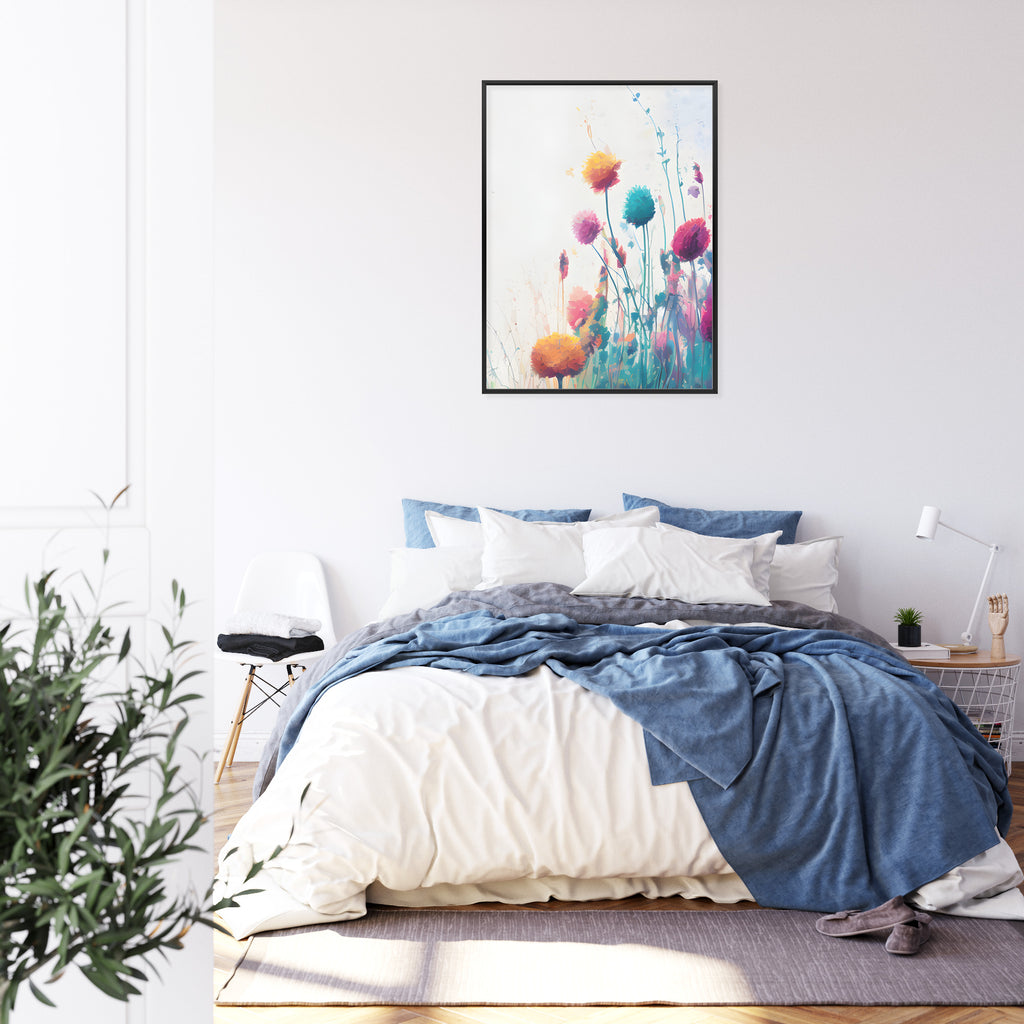 Plakat Kolorowa Abstrakcyjna Łąka Rama Aluminiowa Kolor Czarny