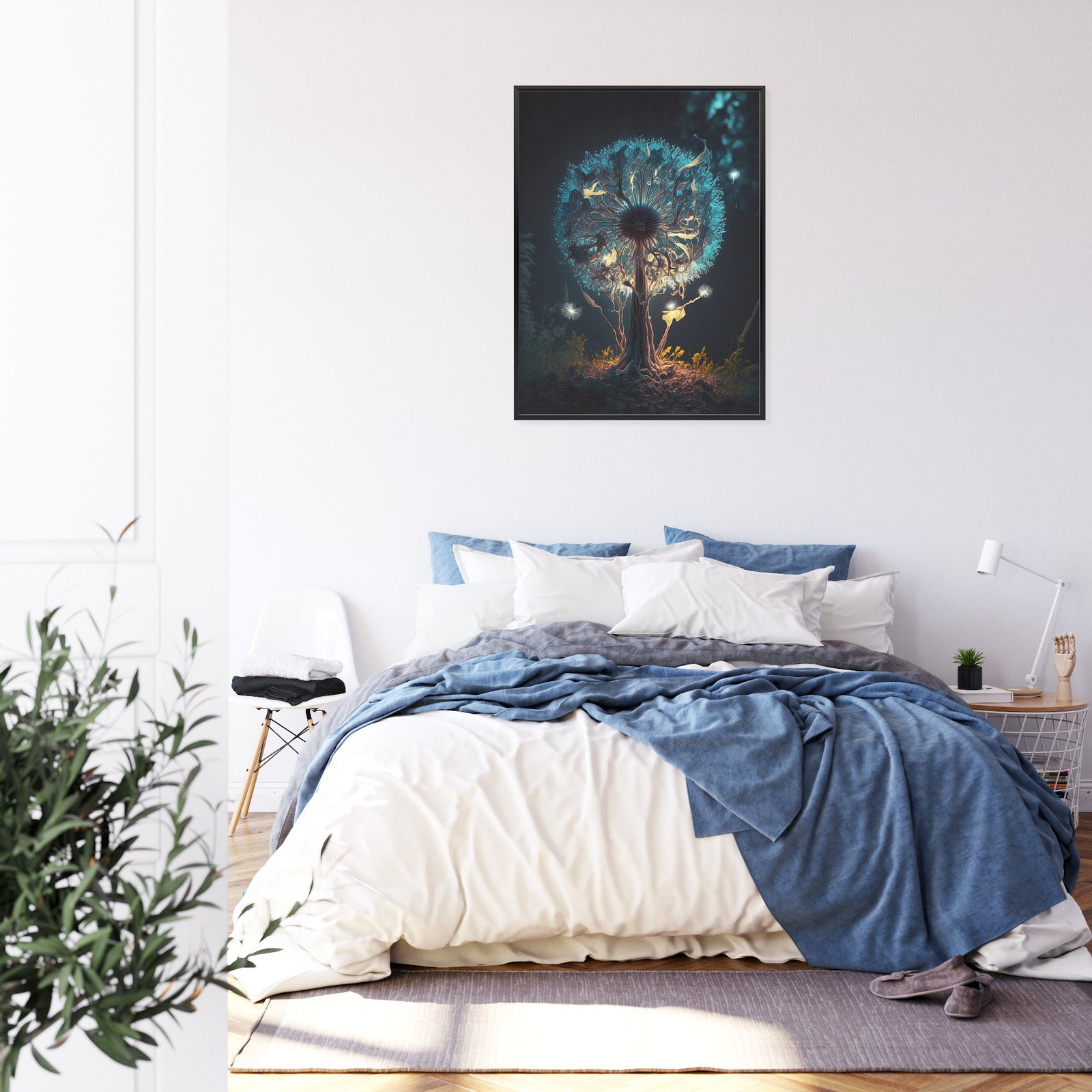 Plakat Abstrakcyjny Dmuchawiec W Lesie Rama Aluminiowa Kolor Czarny