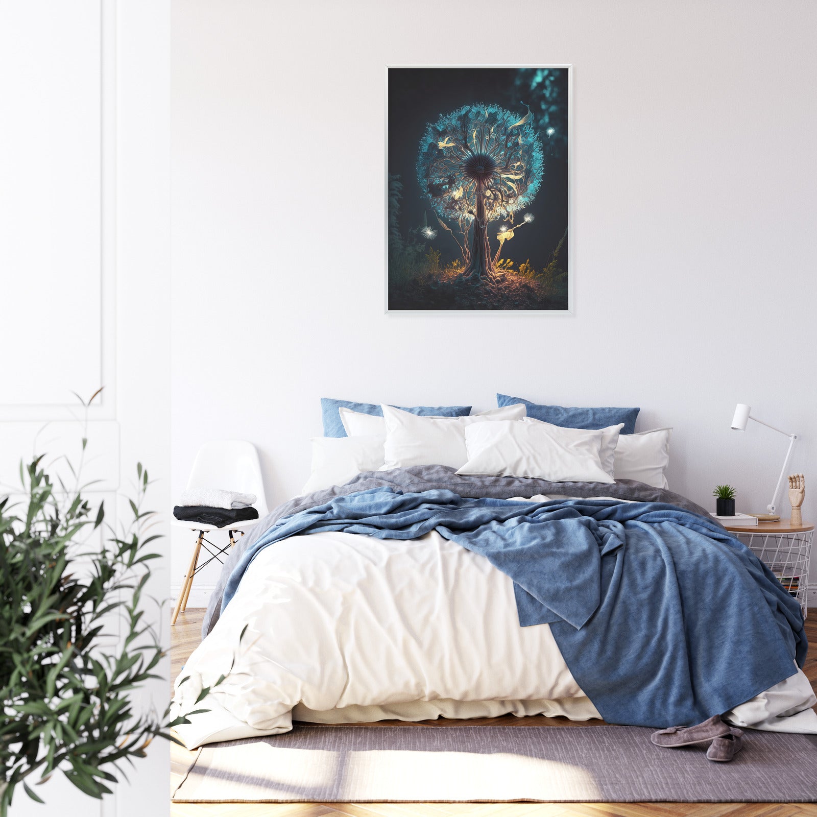 Plakat Abstrakcyjny Dmuchawiec W Lesie Rama Aluminiowa Kolor Czarny