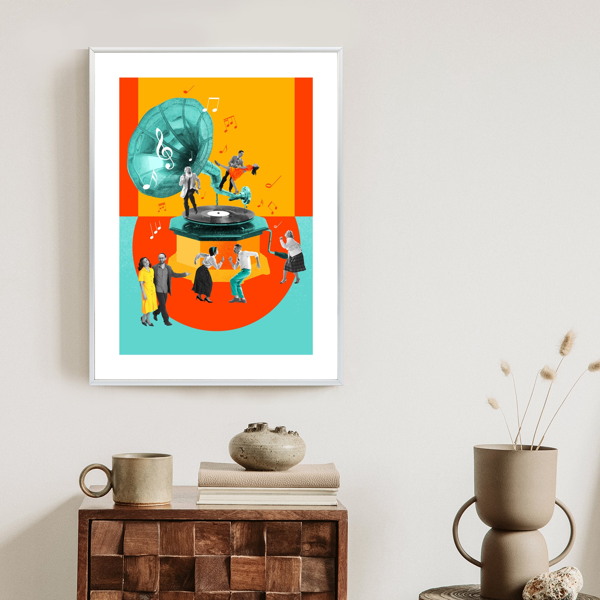 Plakat Wielokolorowy Kolaż Pop-Art Rama Aluminiowa Kolor Czarny