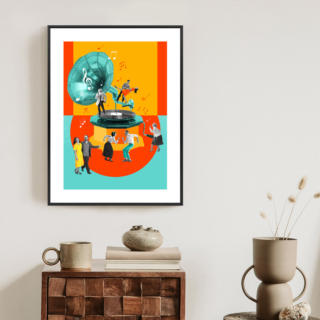 Plakat Wielokolorowy Kolaż Pop-Art Rama Aluminiowa Kolor Czarny