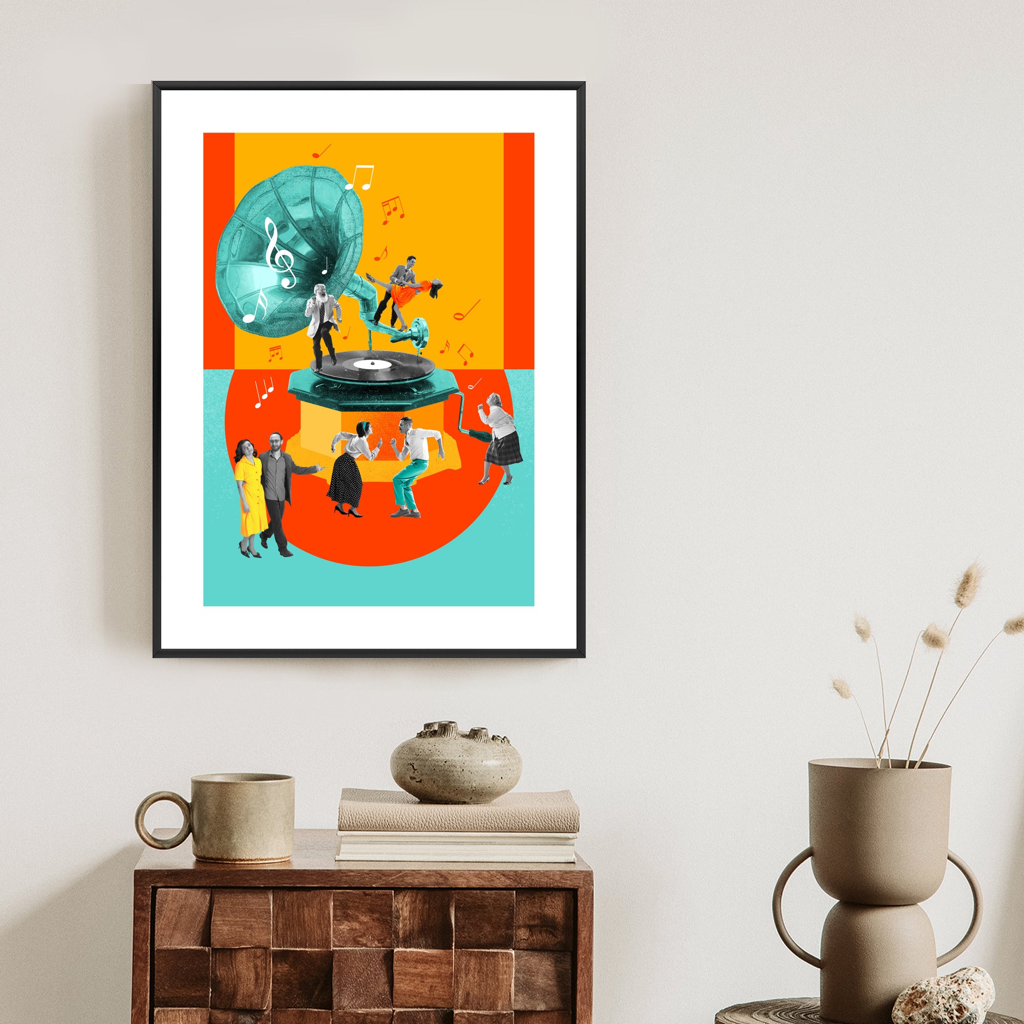 Plakat Wielokolorowy Kolaż Pop-Art Rama Aluminiowa Kolor Czarny