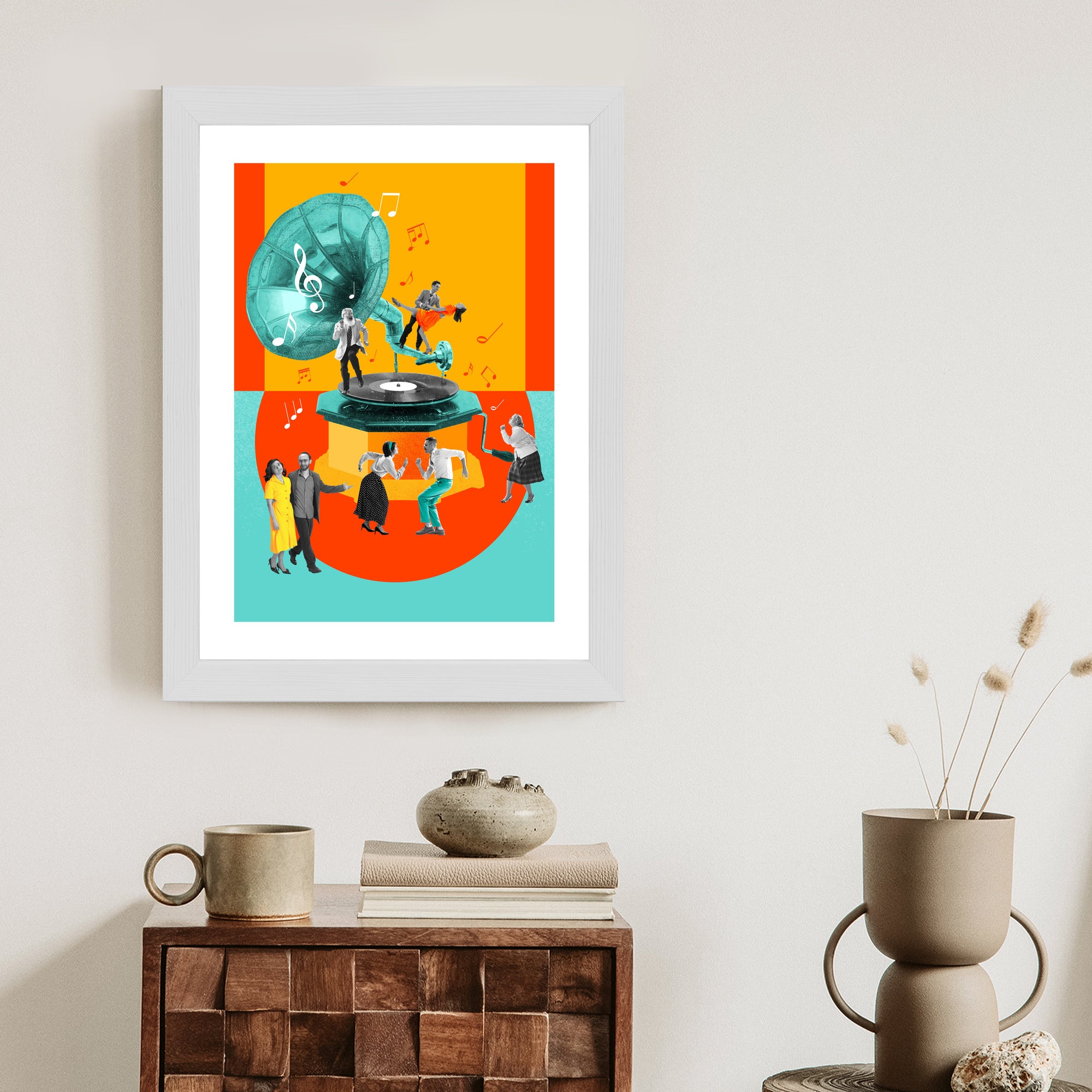 Plakat Wielokolorowy Kolaż Pop-Art Rama Aluminiowa Kolor Czarny