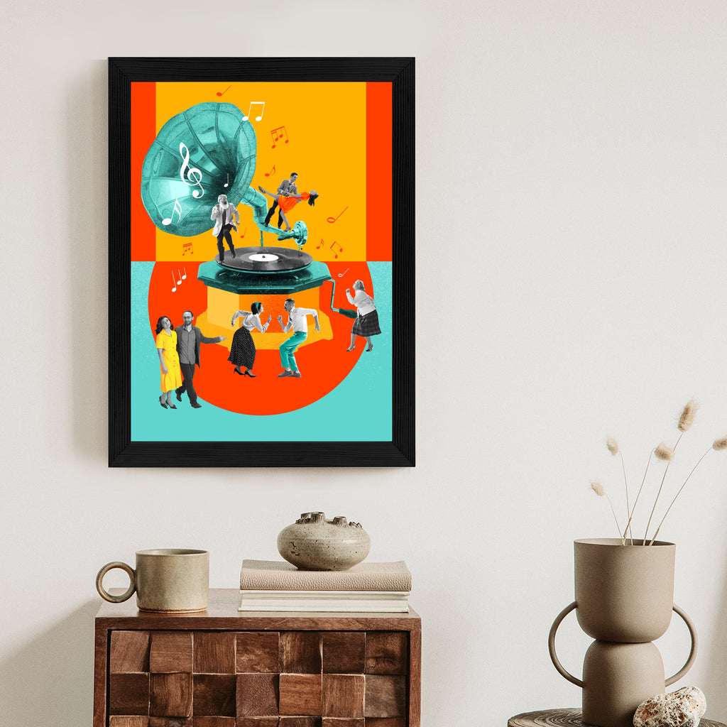 Plakat Wielokolorowy Kolaż Pop-Art Rama Aluminiowa Kolor Czarny