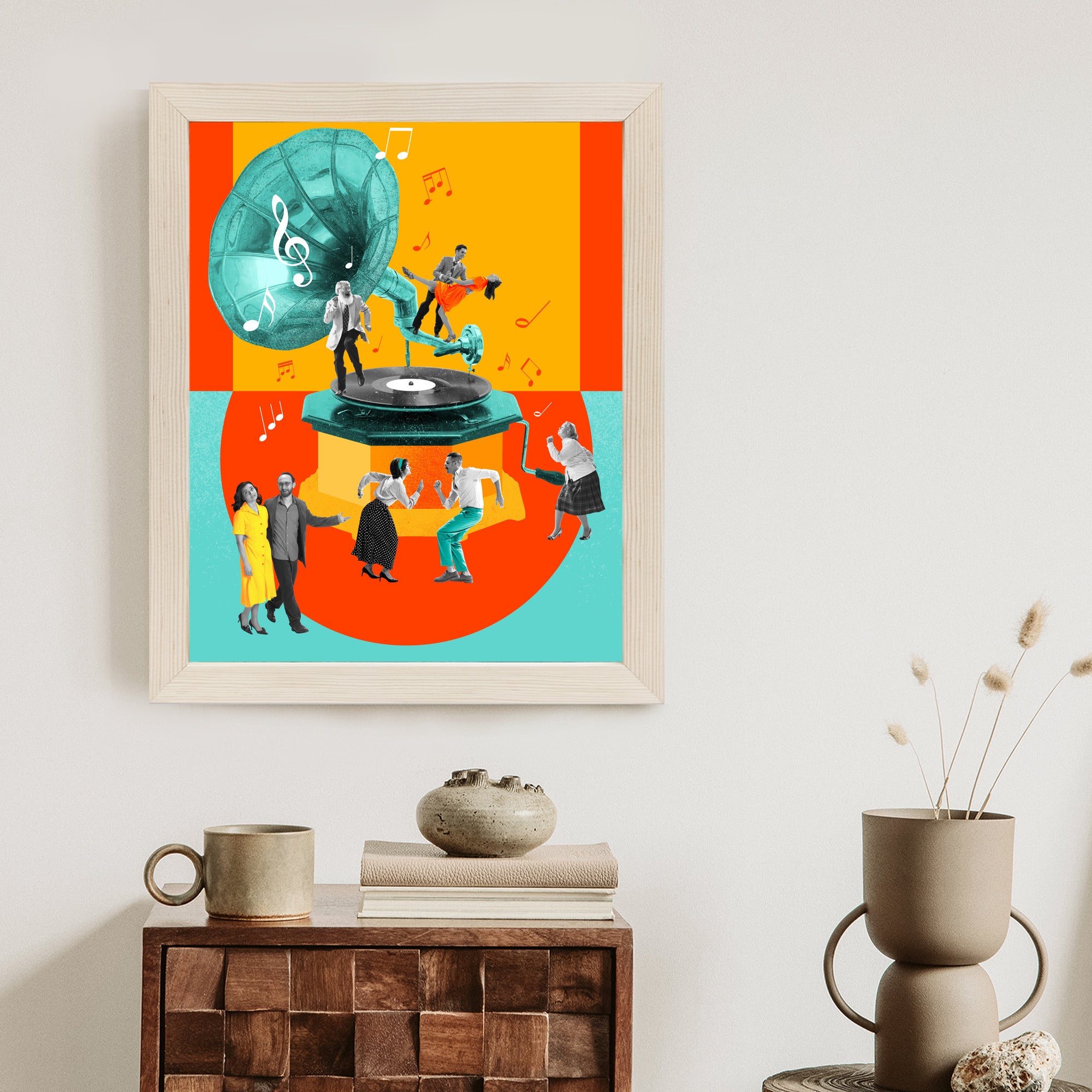 Plakat Wielokolorowy Kolaż Pop-Art Rama Aluminiowa Kolor Czarny