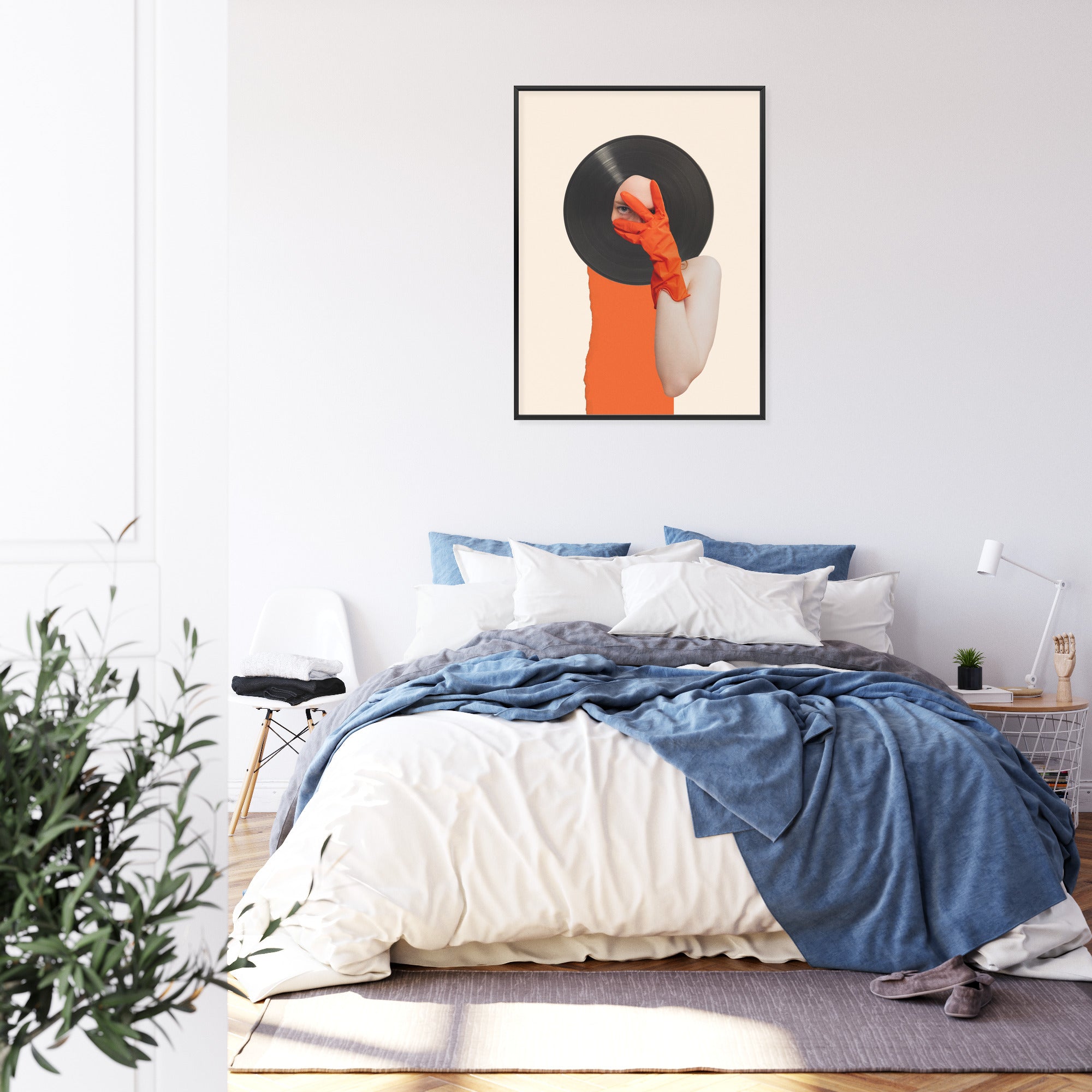 Plakat Muzyka Umysłu Na Płycie Winylowej Kolaż Pop-Art Rama Aluminiowa Kolor Czarny