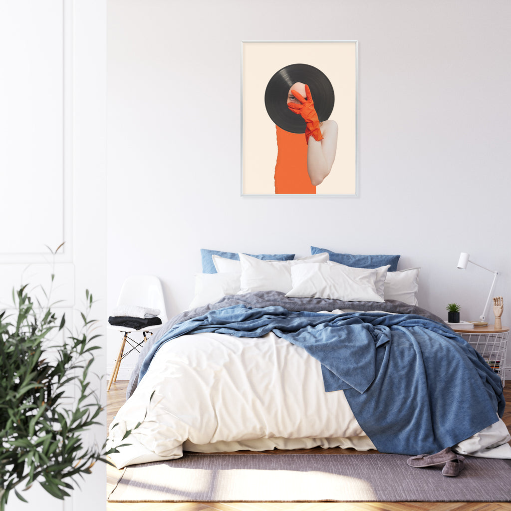 Plakat Muzyka Umysłu Na Płycie Winylowej Kolaż Pop-Art Rama Aluminiowa Kolor Czarny