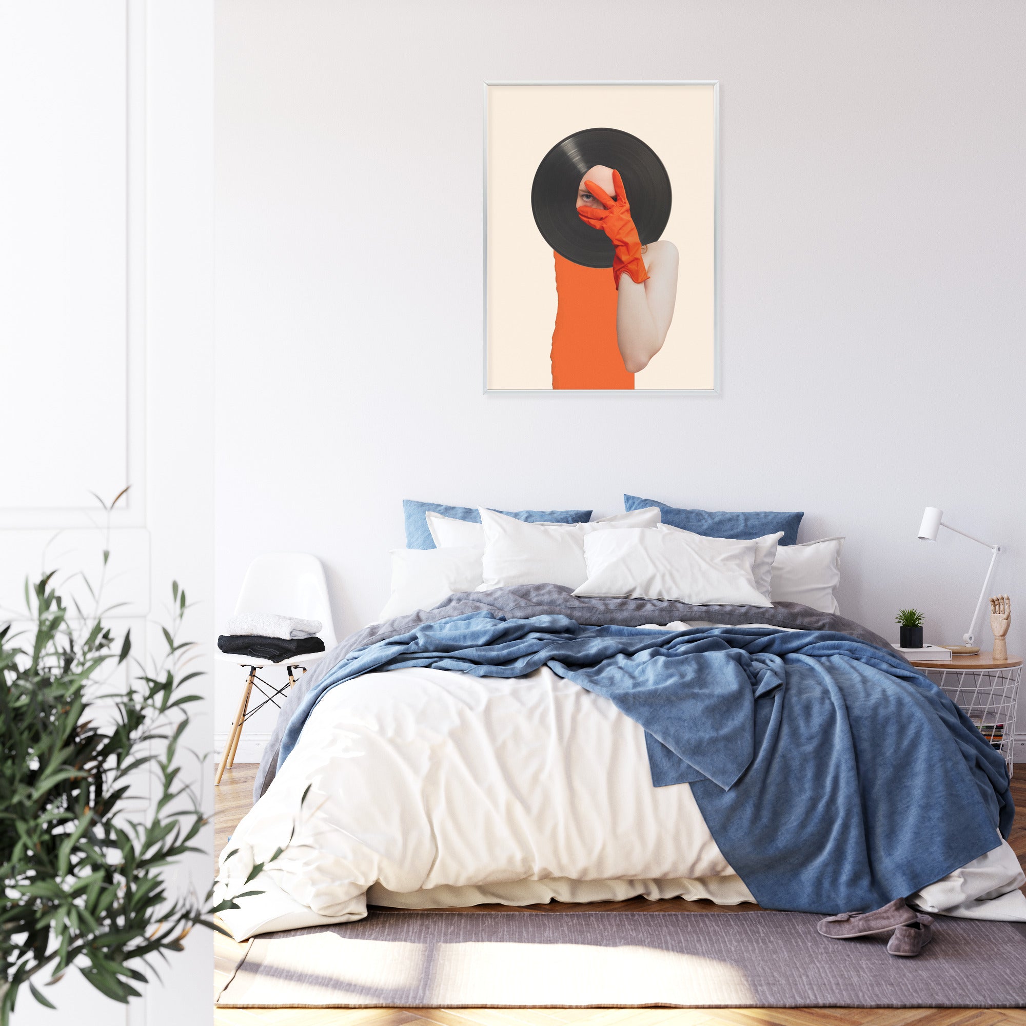 Plakat Muzyka Umysłu Na Płycie Winylowej Kolaż Pop-Art Rama Aluminiowa Kolor Czarny