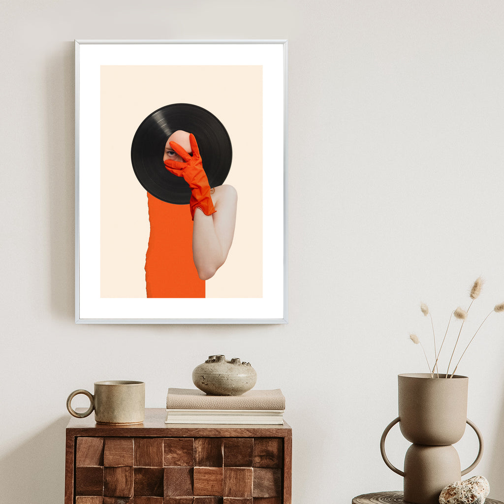 Plakat Muzyka Umysłu Na Płycie Winylowej Kolaż Pop-Art Rama Aluminiowa Kolor Czarny