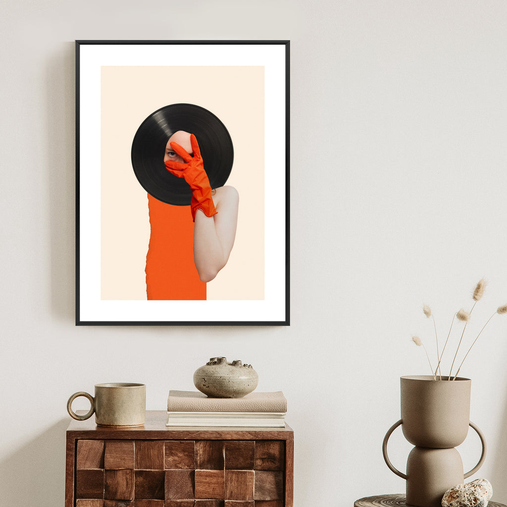 Plakat Muzyka Umysłu Na Płycie Winylowej Kolaż Pop-Art Rama Aluminiowa Kolor Czarny
