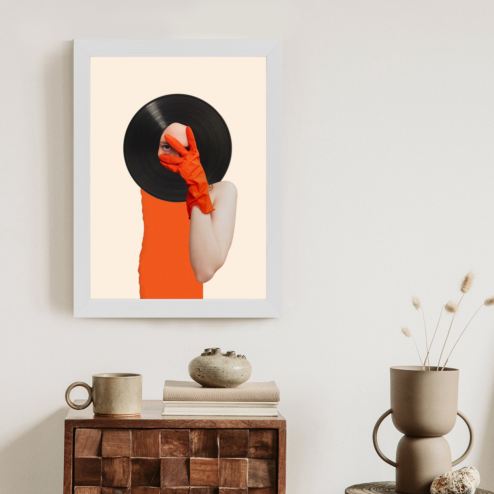 Plakat Muzyka Umysłu Na Płycie Winylowej Kolaż Pop-Art Rama Aluminiowa Kolor Czarny