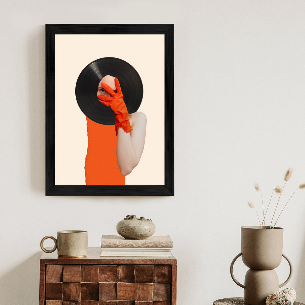 Plakat Muzyka Umysłu Na Płycie Winylowej Kolaż Pop-Art Rama Aluminiowa Kolor Czarny