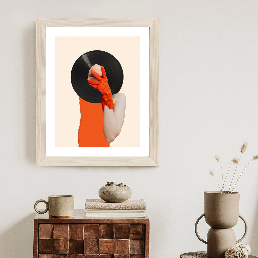 Plakat Muzyka Umysłu Na Płycie Winylowej Kolaż Pop-Art Rama Aluminiowa Kolor Czarny