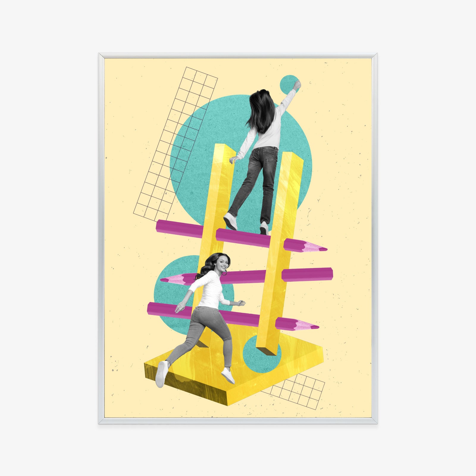 Plakat Droga Na Szczyt - Kolaż W Stylu Pop-Art Rama Aluminiowa Kolor Czarny