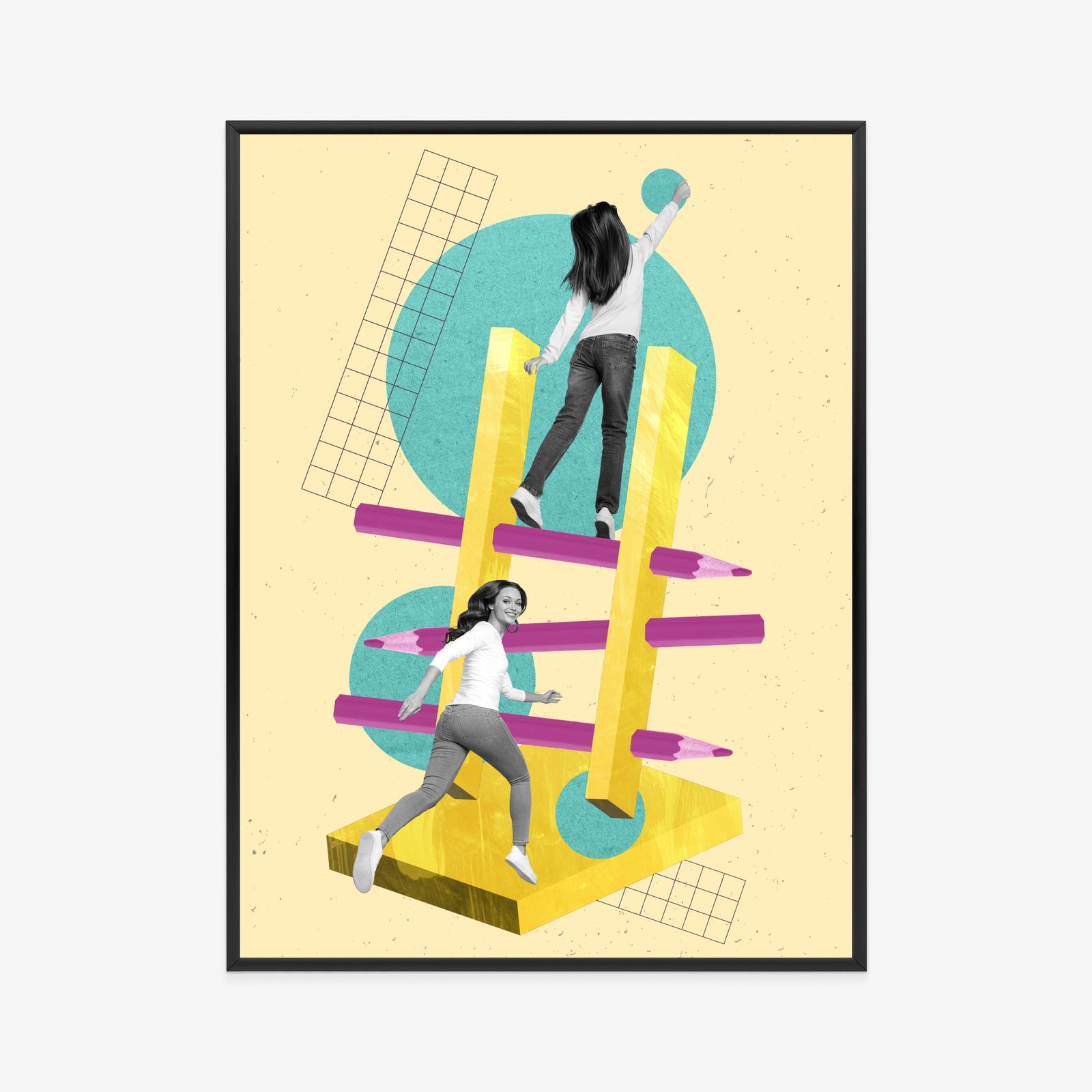 Plakat Droga Na Szczyt - Kolaż W Stylu Pop-Art Rama Aluminiowa Kolor Czarny