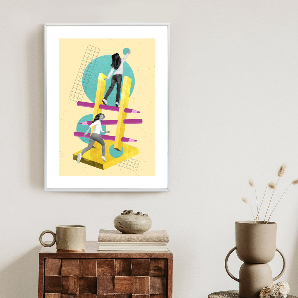 Plakat Droga Na Szczyt - Kolaż W Stylu Pop-Art Rama Aluminiowa Kolor Czarny