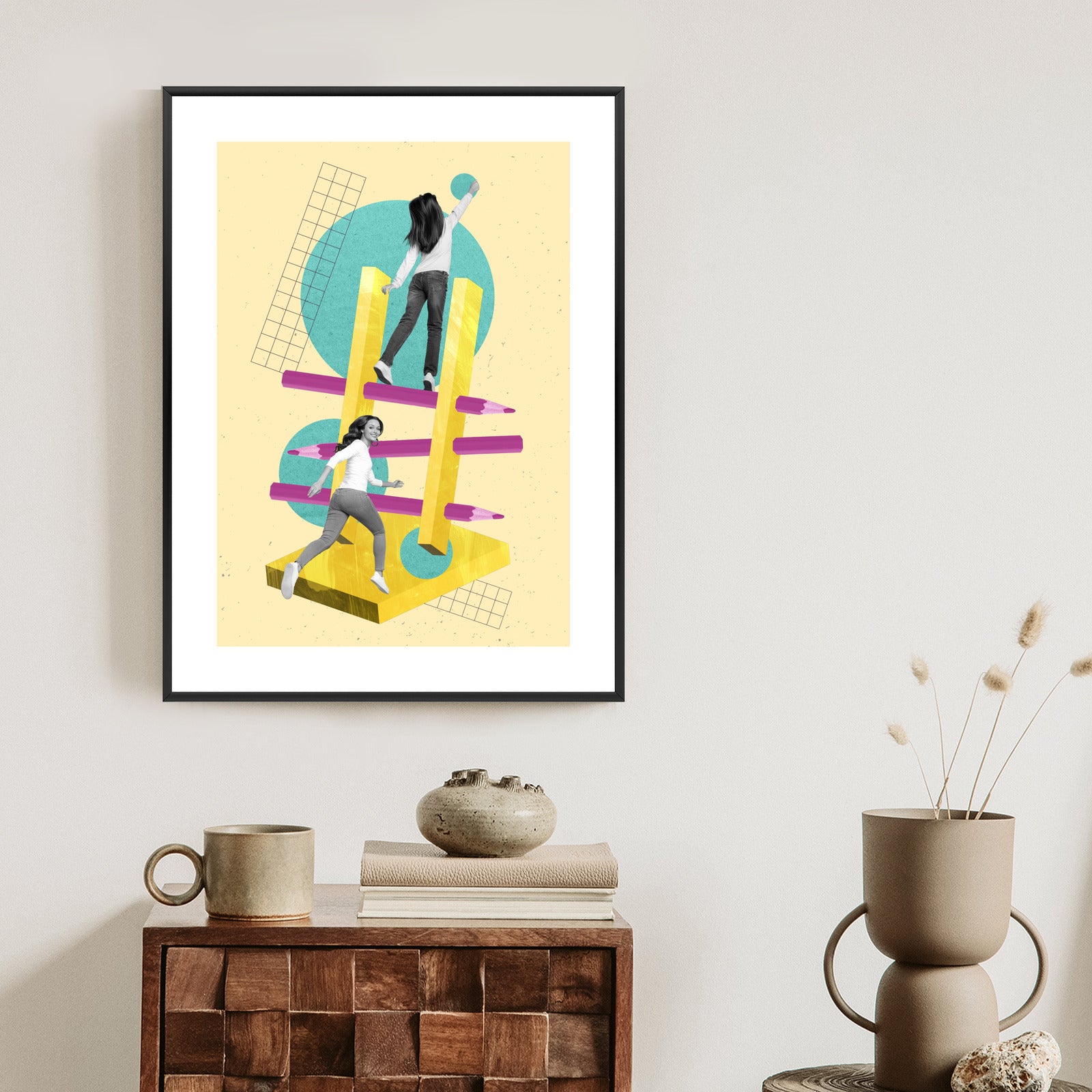 Plakat Droga Na Szczyt - Kolaż W Stylu Pop-Art Rama Aluminiowa Kolor Czarny
