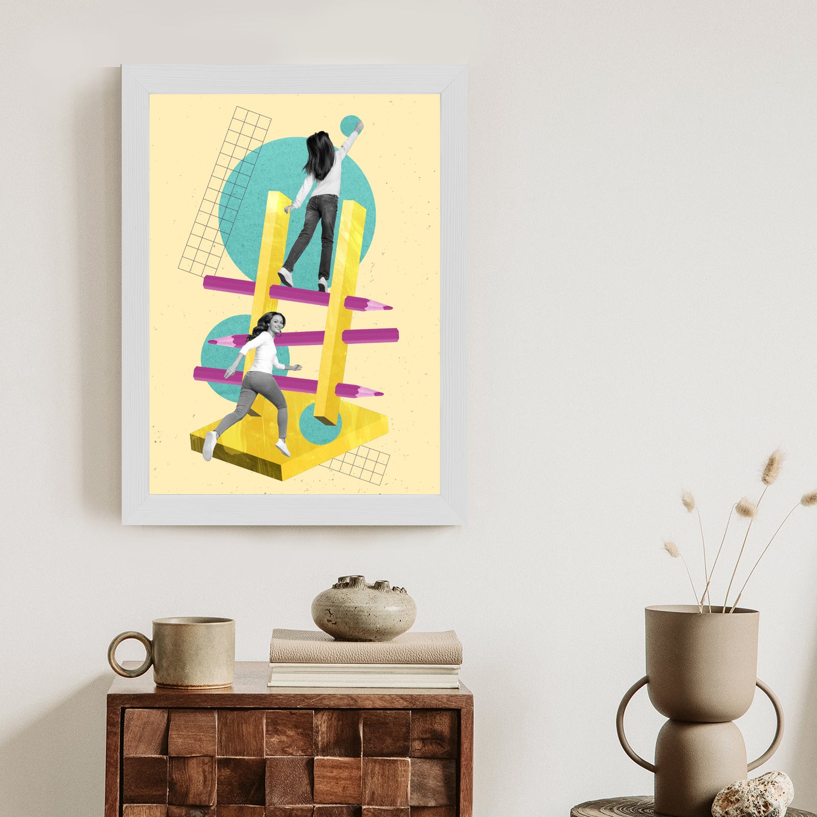Plakat Droga Na Szczyt - Kolaż W Stylu Pop-Art Rama Aluminiowa Kolor Czarny