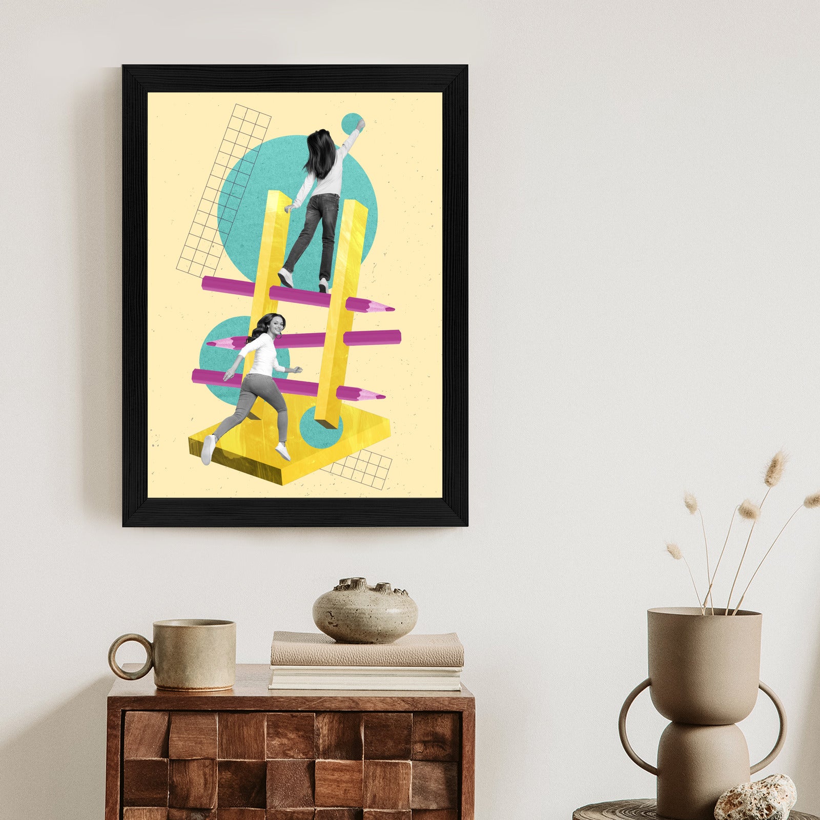 Plakat Droga Na Szczyt - Kolaż W Stylu Pop-Art Rama Aluminiowa Kolor Czarny