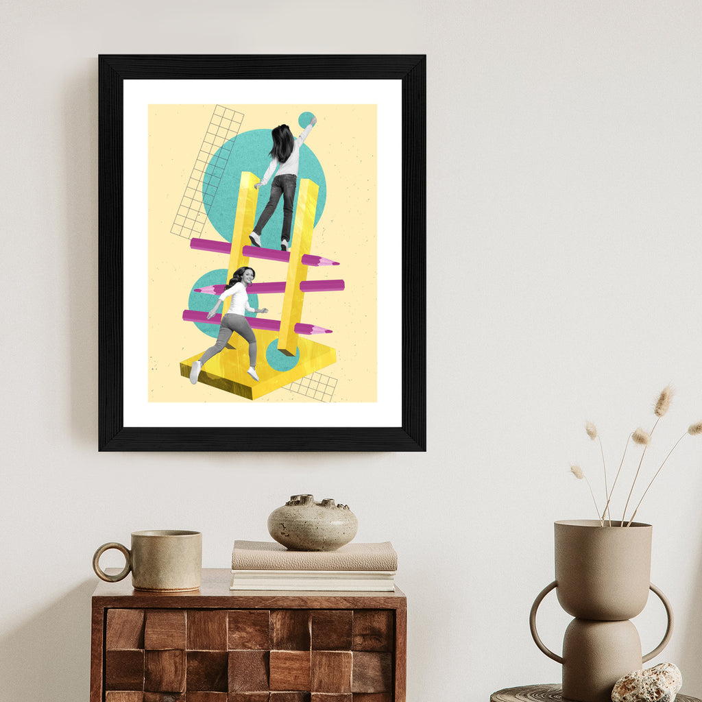 Plakat Droga Na Szczyt - Kolaż W Stylu Pop-Art Rama Aluminiowa Kolor Czarny