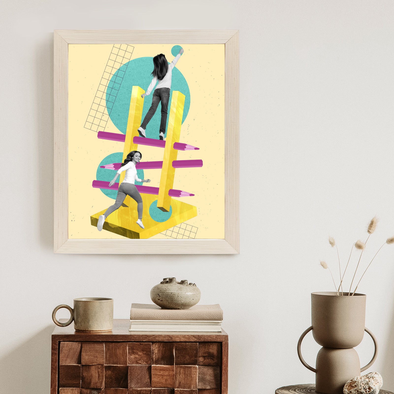 Plakat Droga Na Szczyt - Kolaż W Stylu Pop-Art Rama Aluminiowa Kolor Czarny